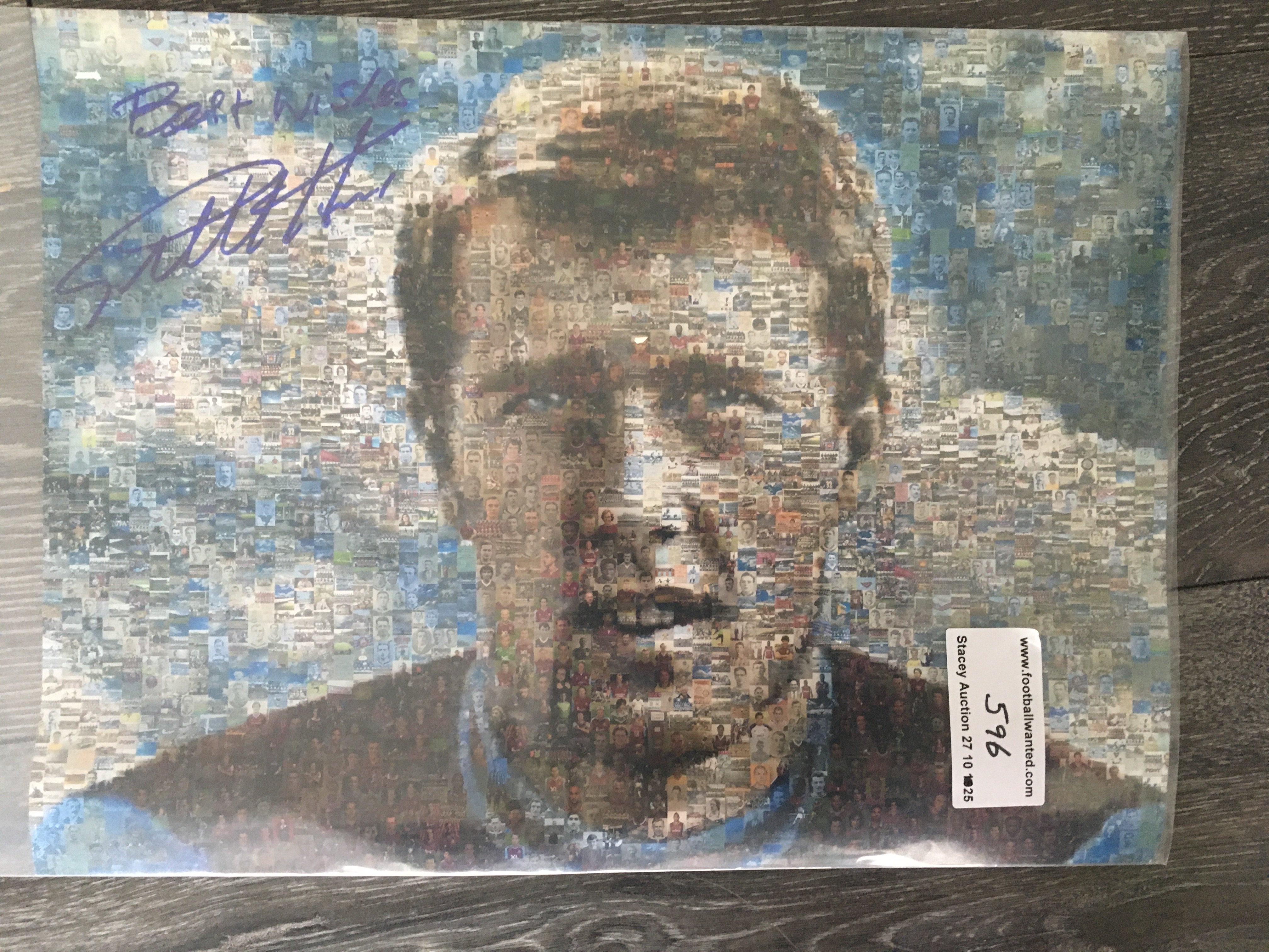 Geoff Hurst Signed West Ham Football Print: 16 x 12 inch montage print signed best wishes without dedication. Made up in tiny photos of West Ham players.