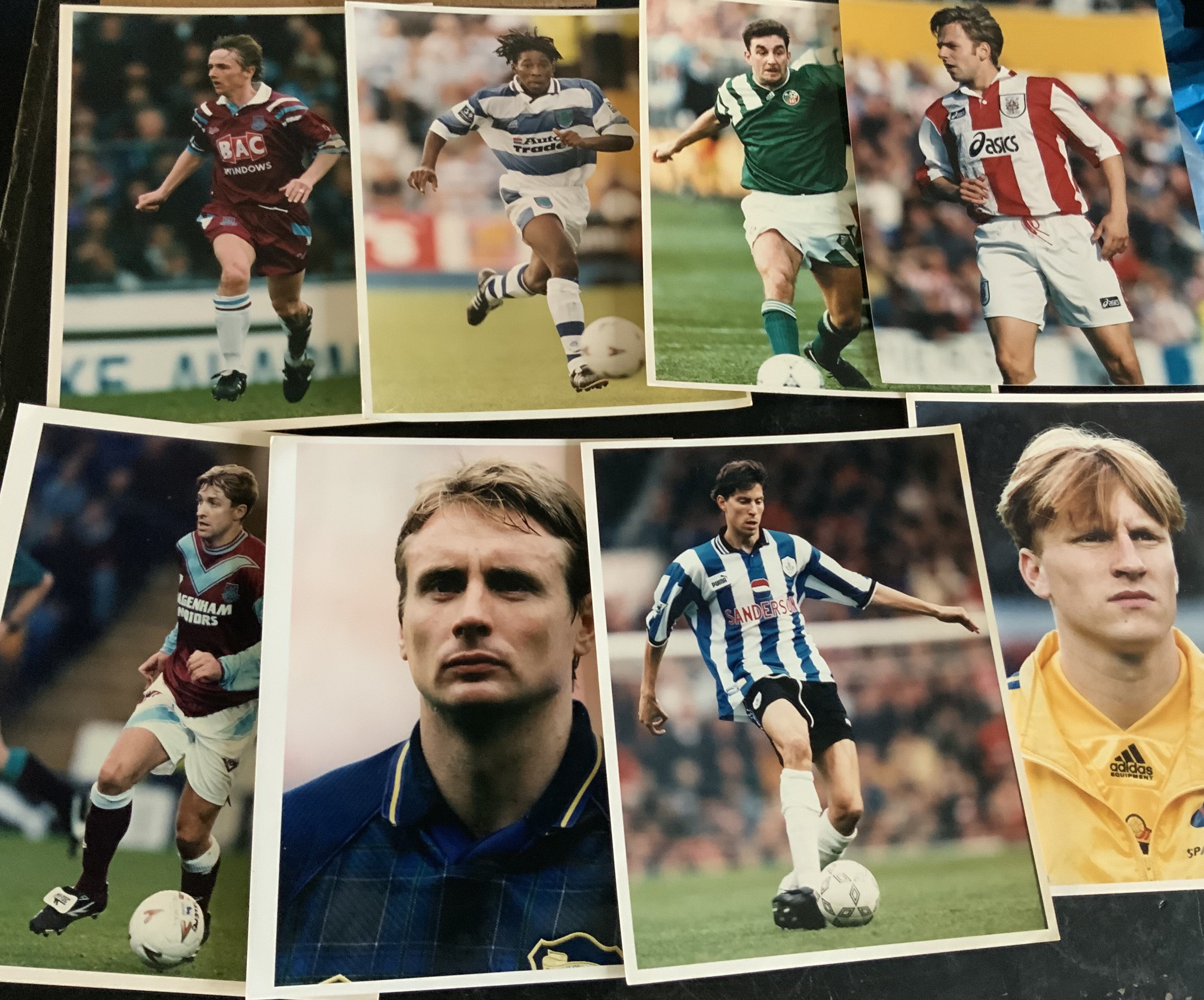 1990s Football Press Photos: Teams O-Y. All 10 x 8 colour photos with press stamps to rear. Often match action in good condition. (92)
