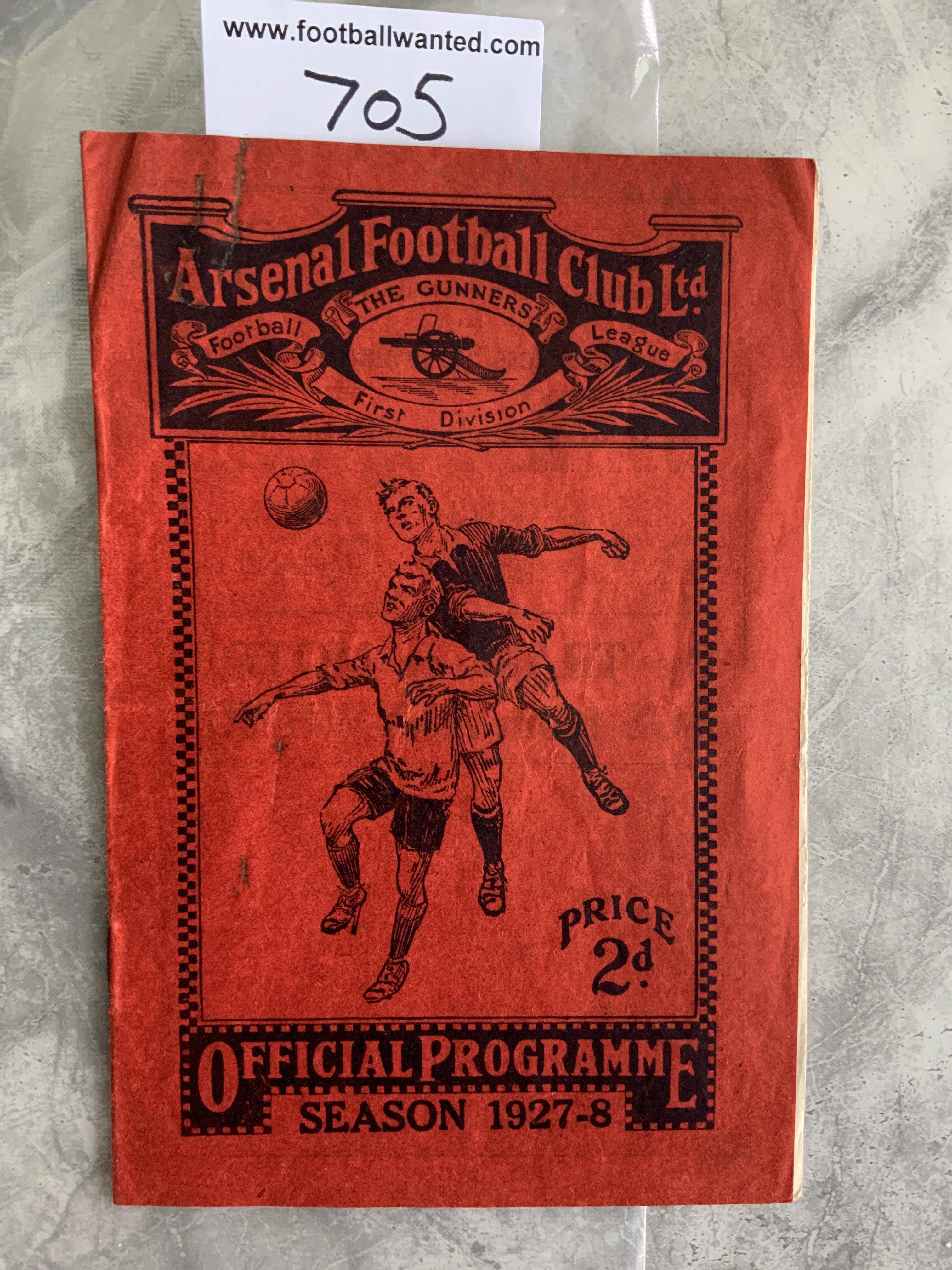 27/28 Arsenal v Huddersfield Football Programme: Very good condition league match with paper clip mark. No team changes.