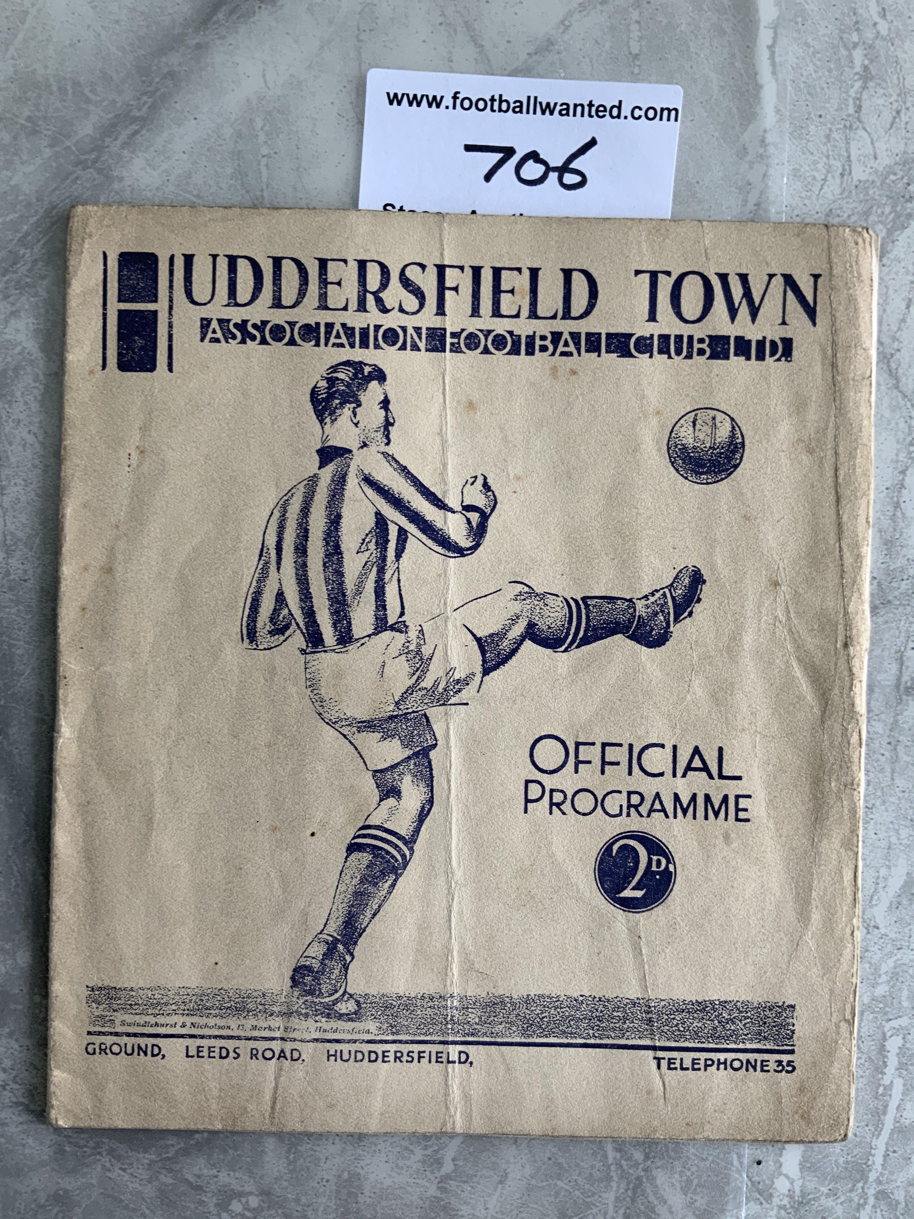 36/37 Huddersfield v Arsenal Football Programme: Fair condition league match with no team changes. Fold and creasing.