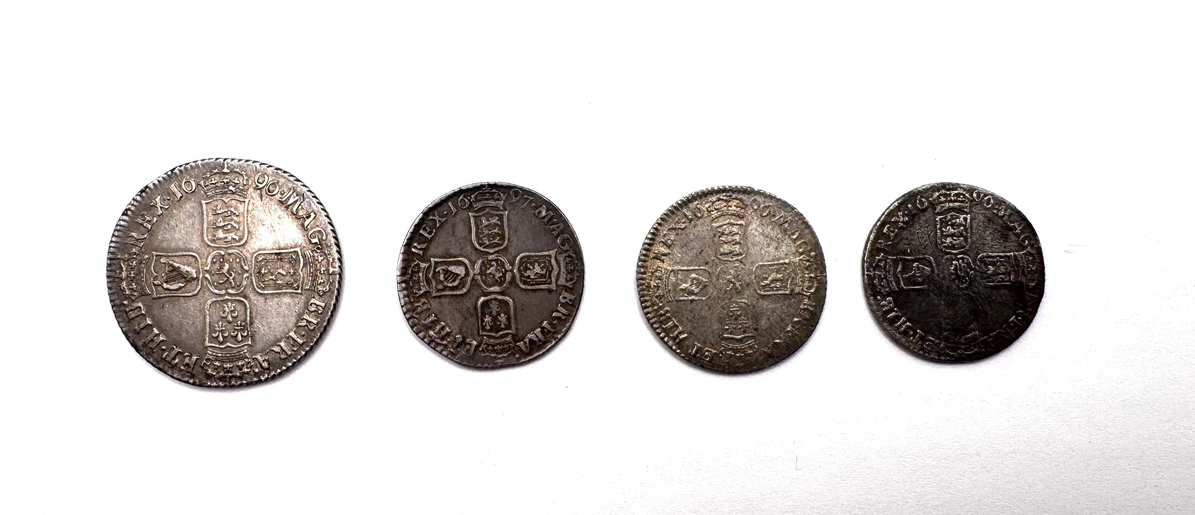 GREAT BRITAIN, William III, X3 Shilling 1696. 5.87 grams. 1 Bristol mint, shilling, Florin 1696 standard harp.