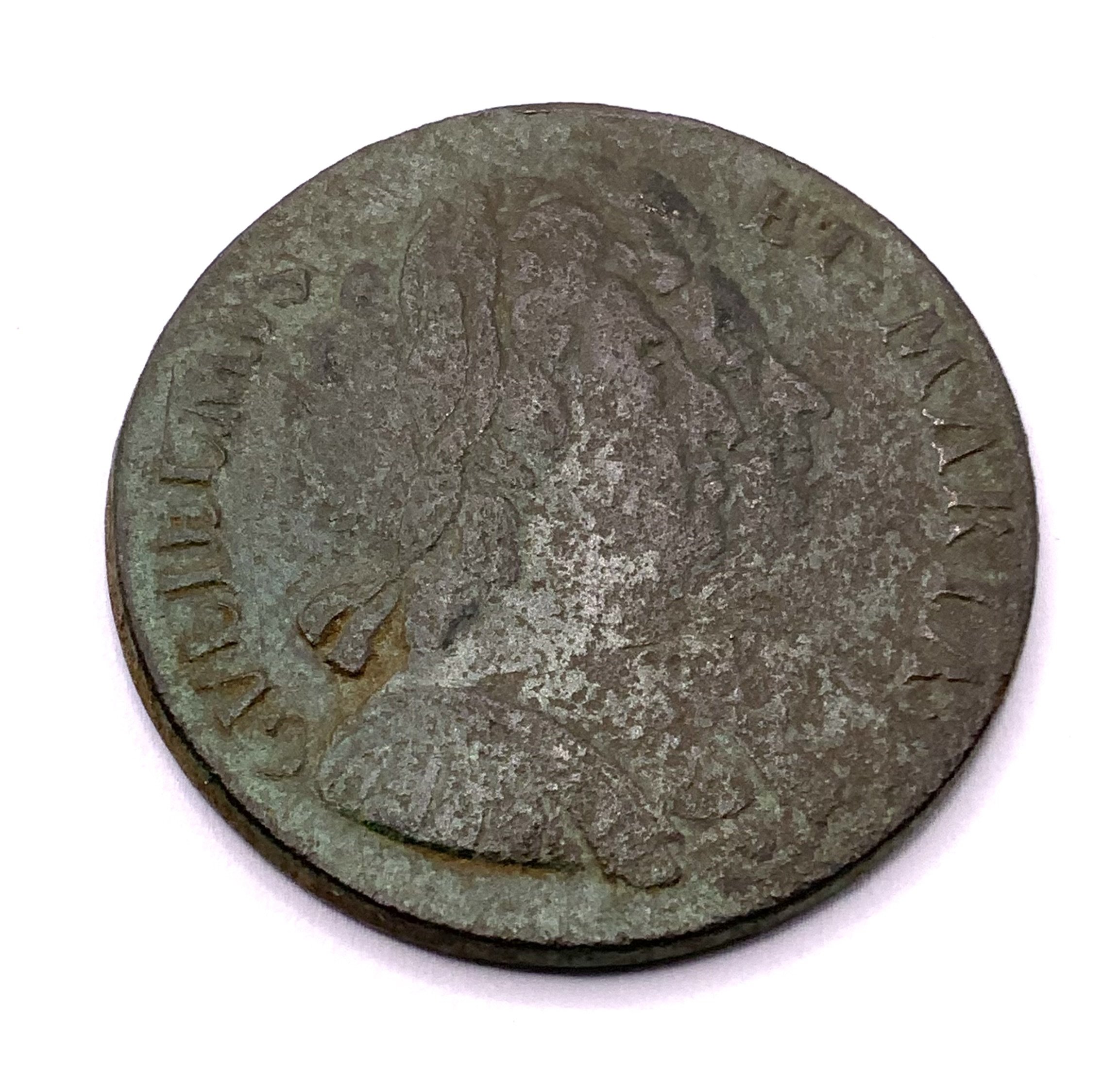 Great Britain, William and Mary 1694 copper Half Penny Large cuirassed busts, GF.