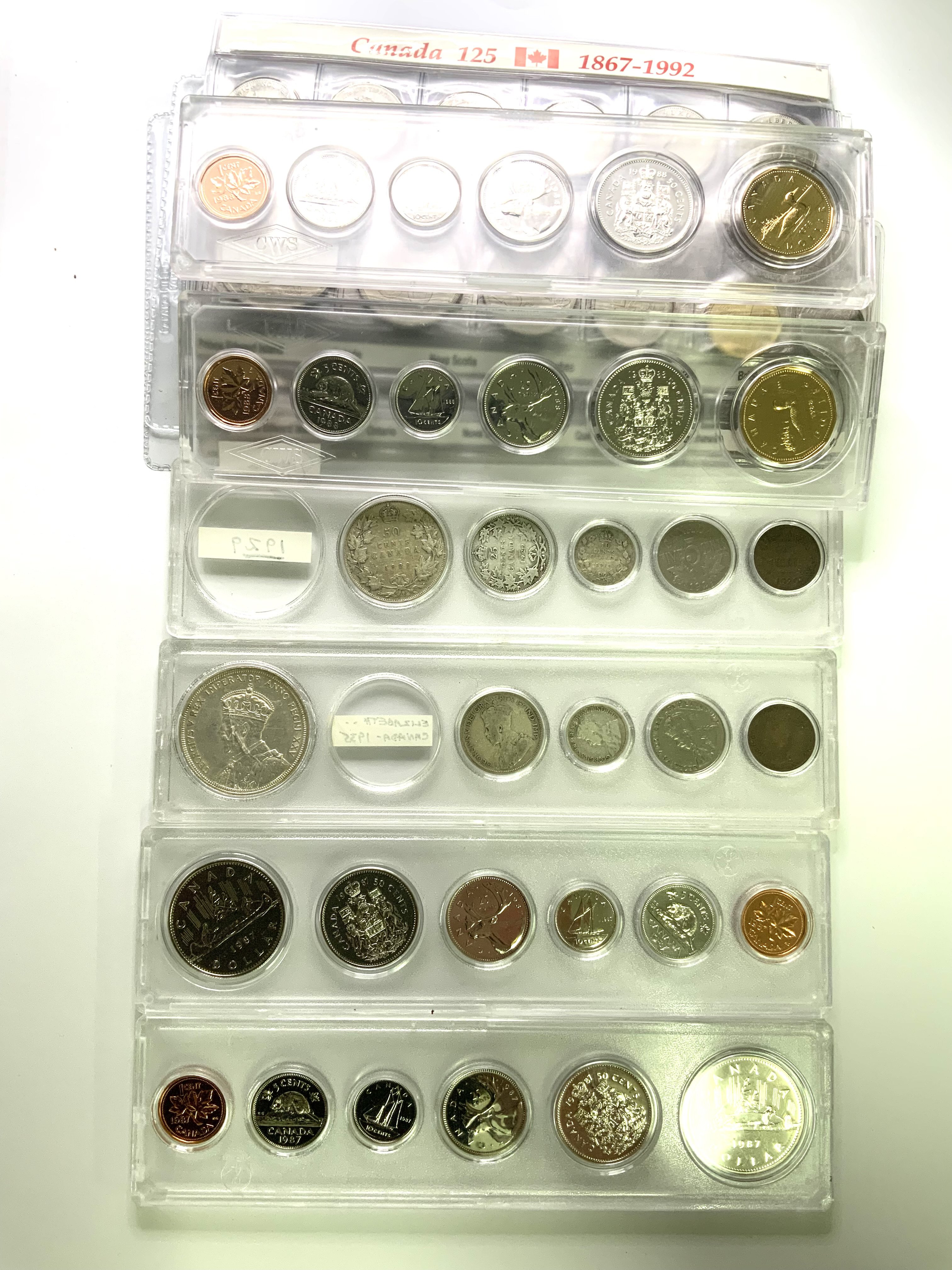 Canadian mint coin issue sets 1928-1935 - 1987 etc.