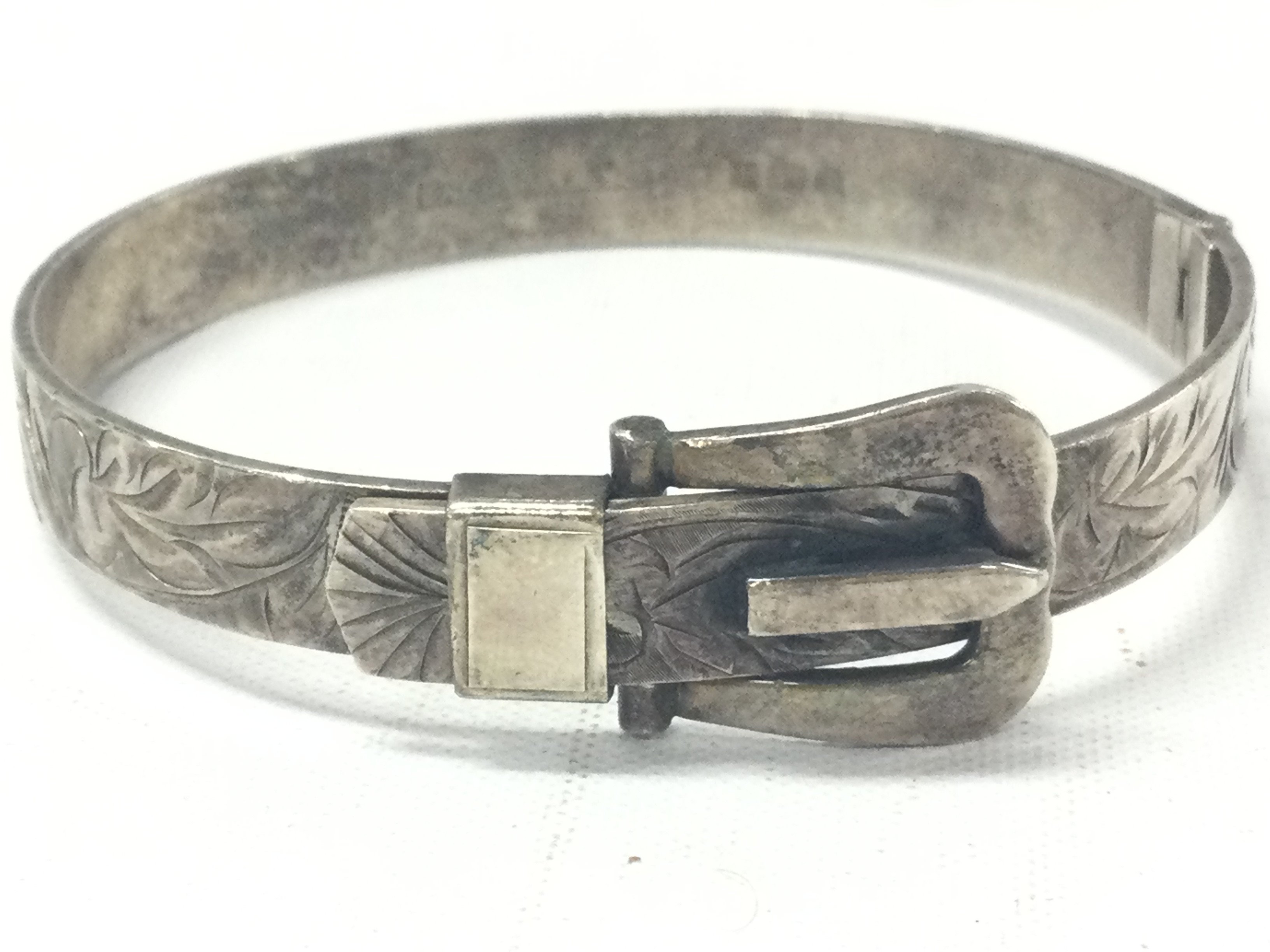 A silver buckle bracelet