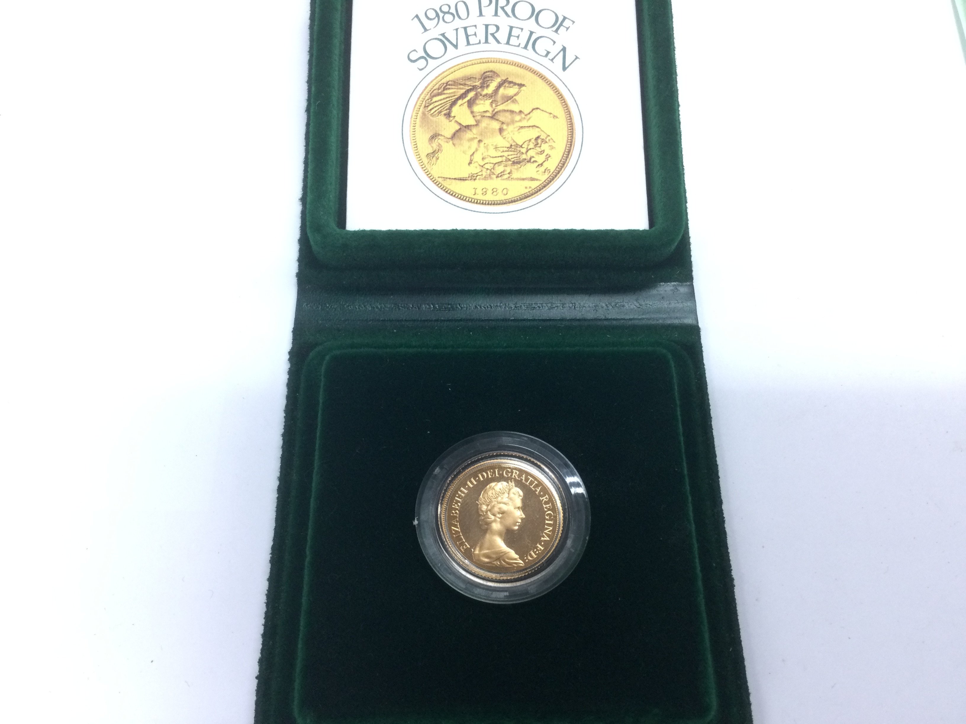 A 1980 gold proof sovereign. Shipping category A.