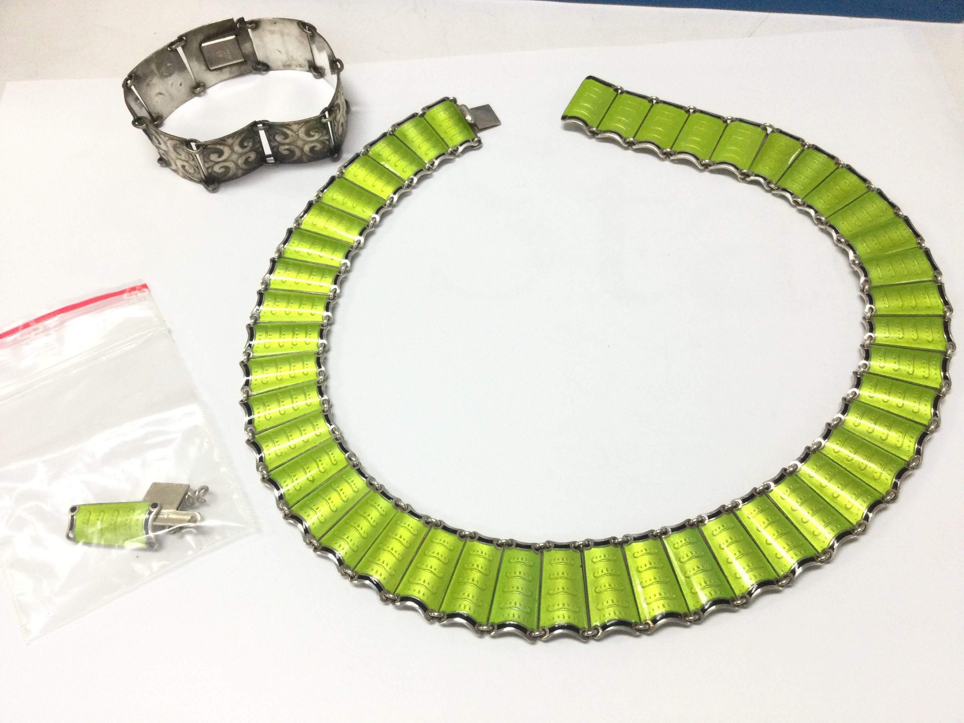 Einar Modahl Norwegian silver necklace and bracelet . Postage category A