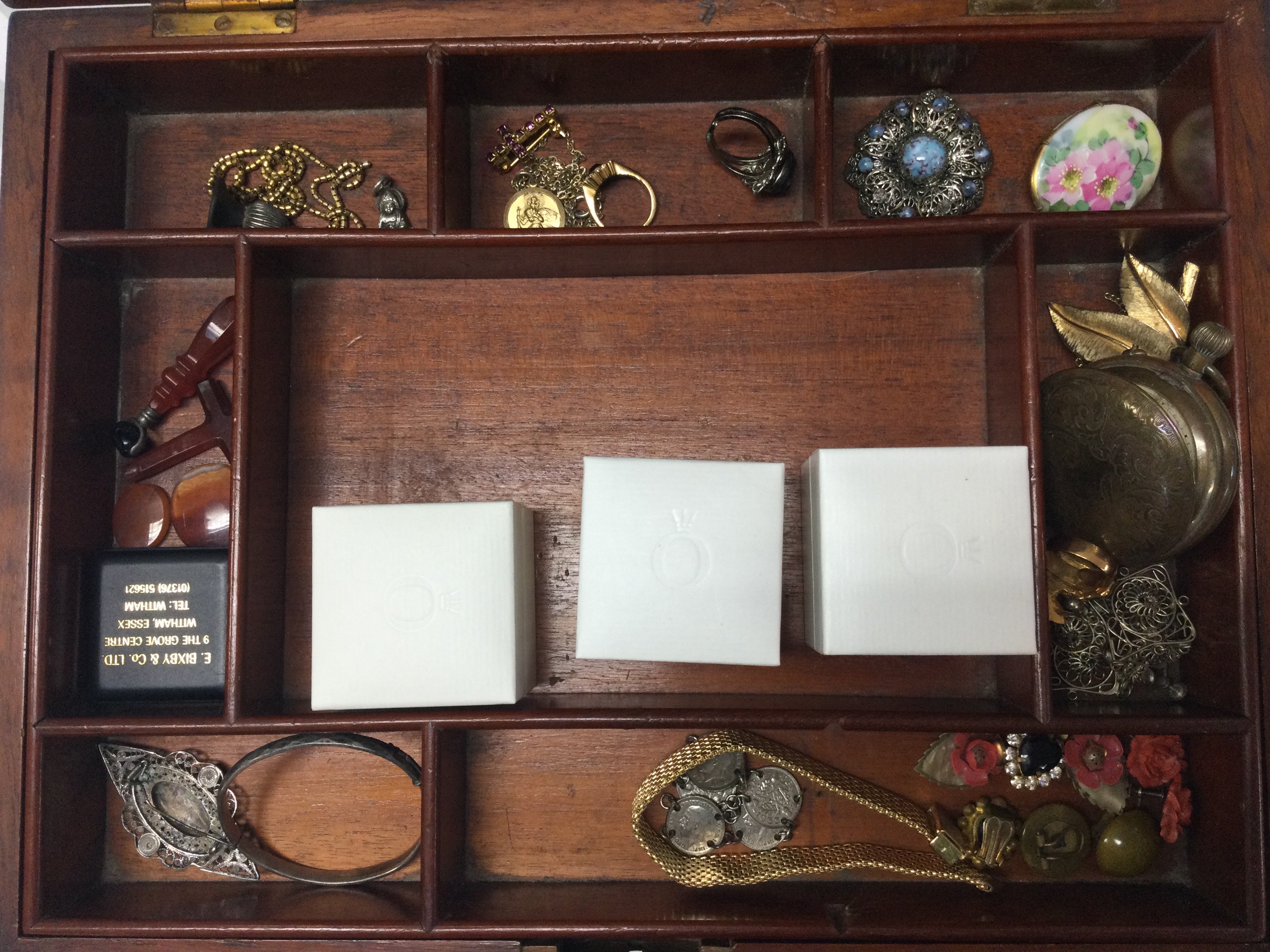 A mixed collection of costume jewellery including silver, watches, silver plated spoons, earrings etc . Postage category C