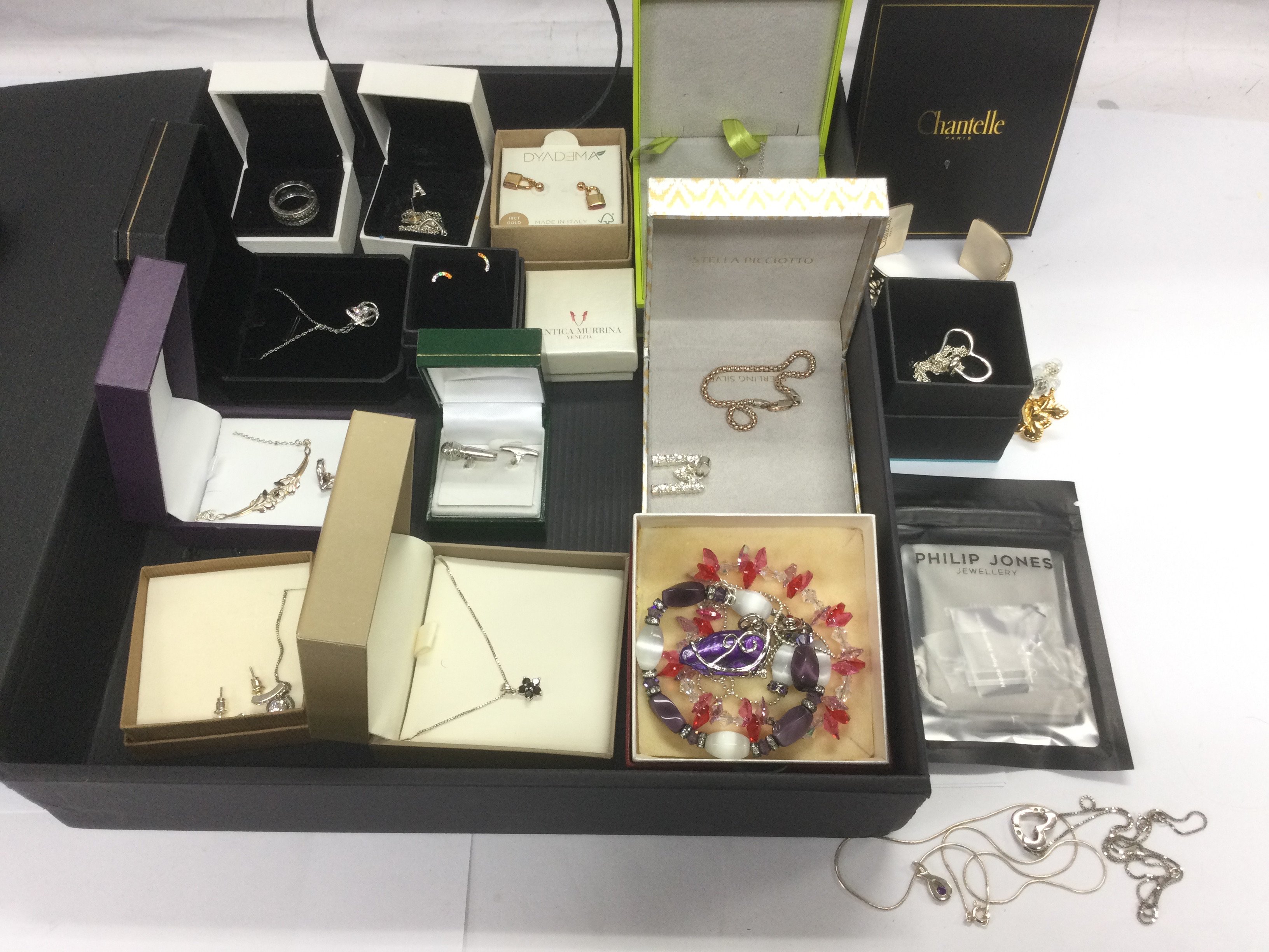 A collection of modern silver fashion jewellery. Shipping category B.