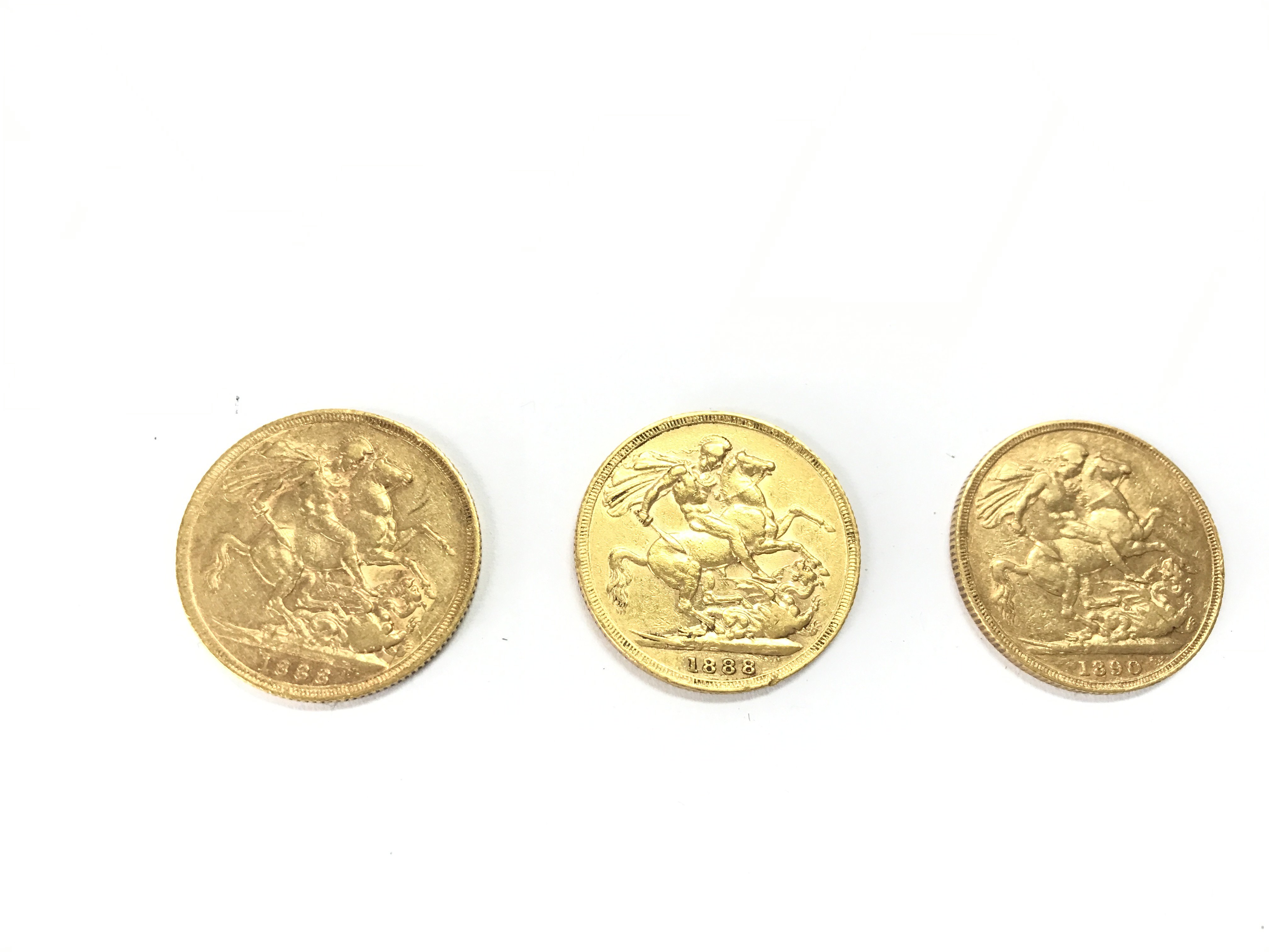 Three full sovereign 2 x 1888 and a 1890. Postage A