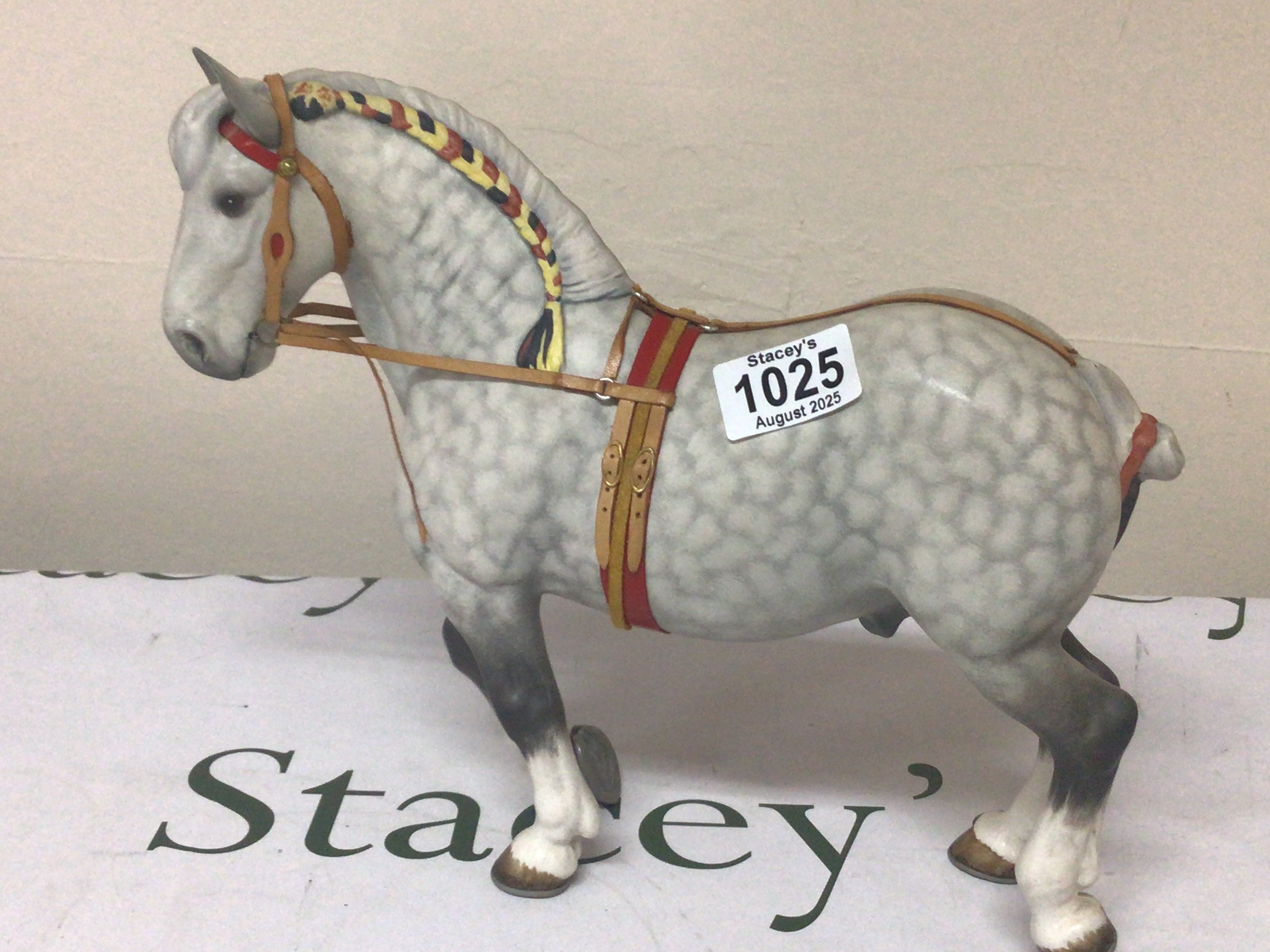 A Beswick figure of French Percheron dapple grey horse The Connoisseur collection no obvious damage.