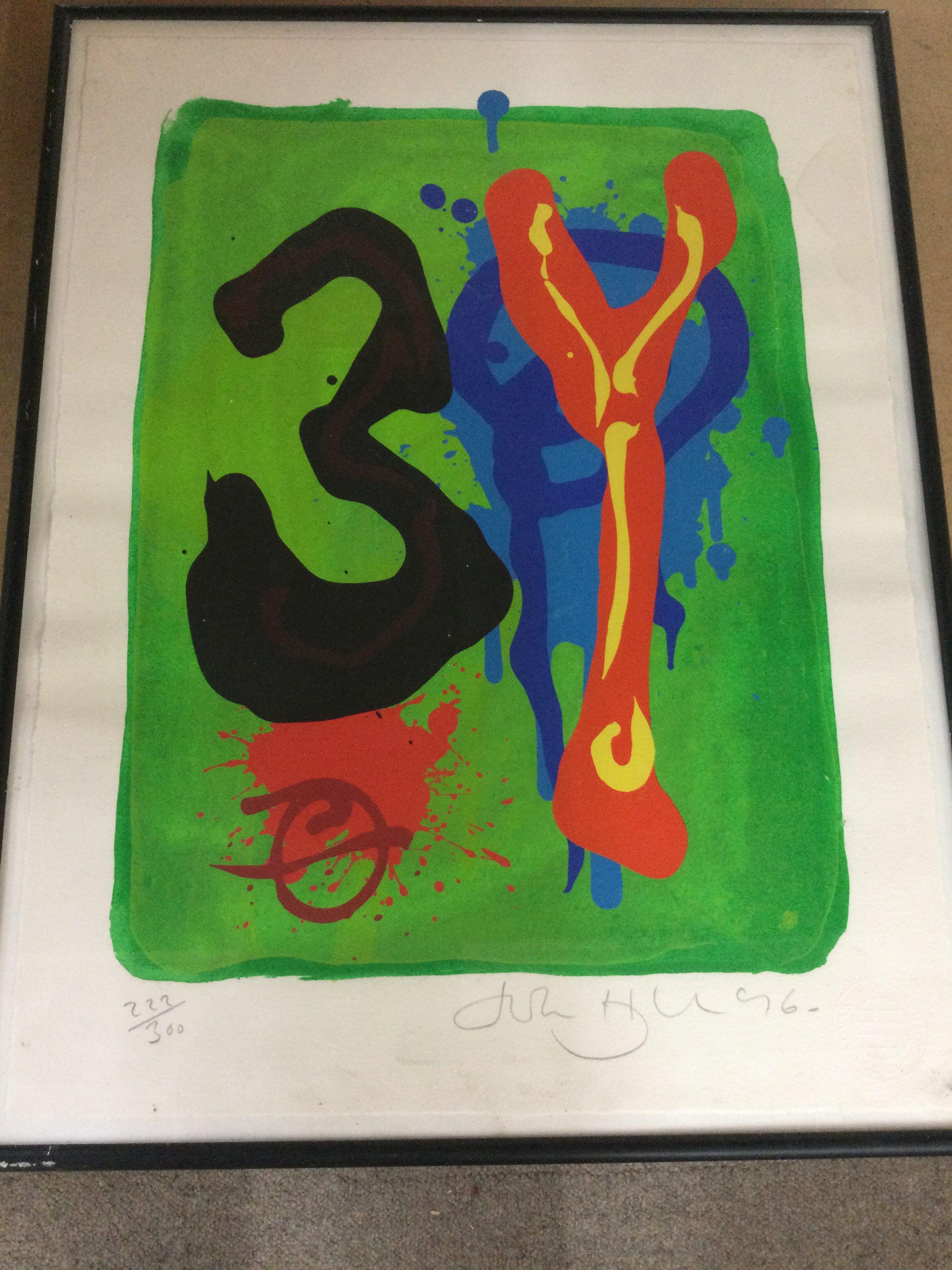 A John Hoyland signed limited Edition print Names and Voices 222/ 300 35 x 48 cm .