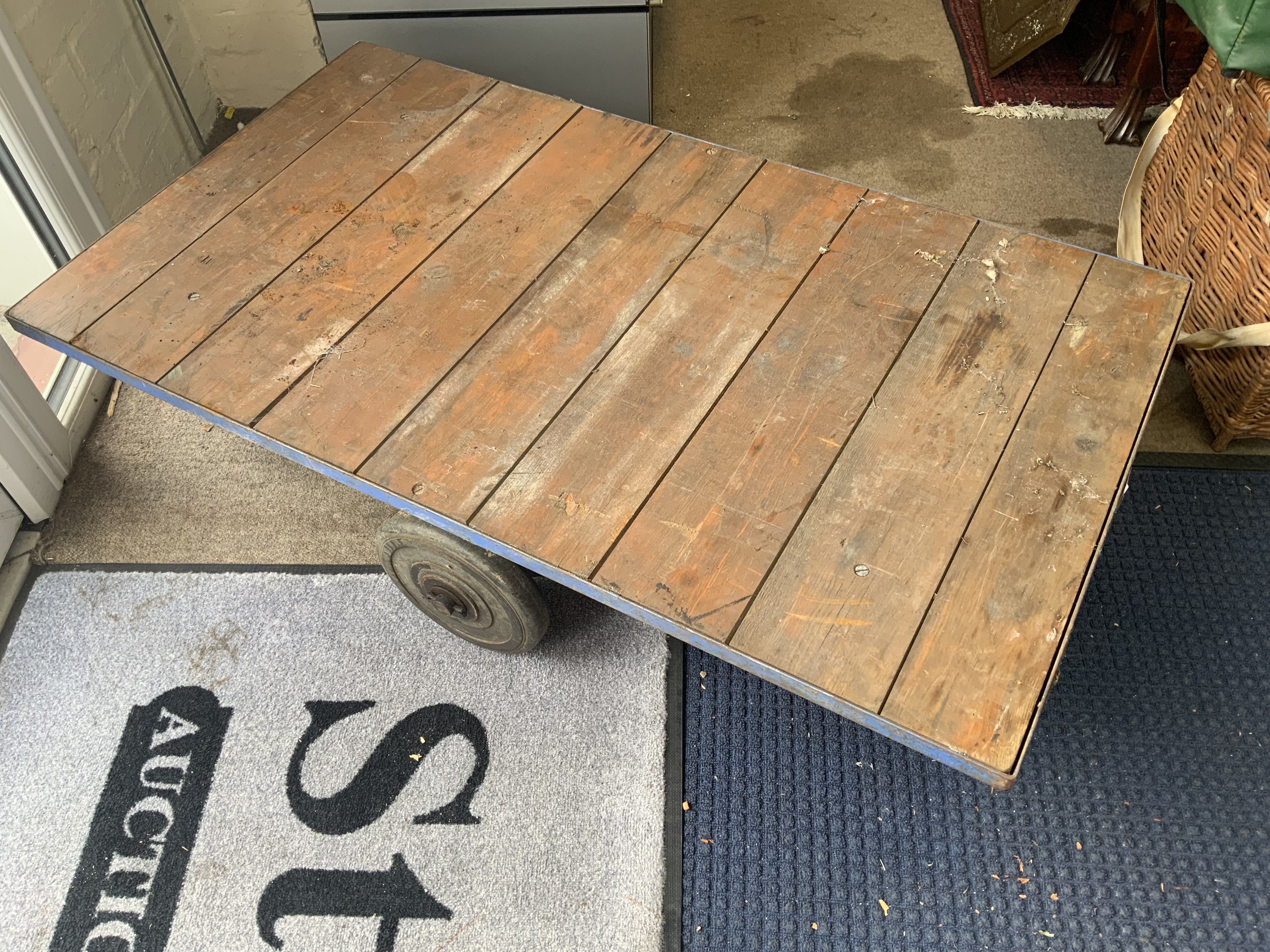 A large Station flatbed trolley. 122cm x 68cm