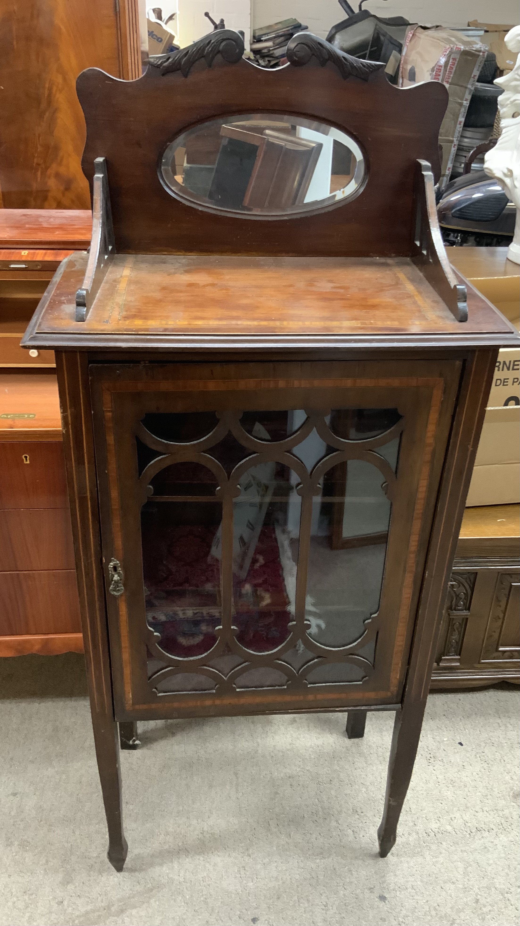 A small Edwardian music cabinet. 131cm x 58cm x 34cm