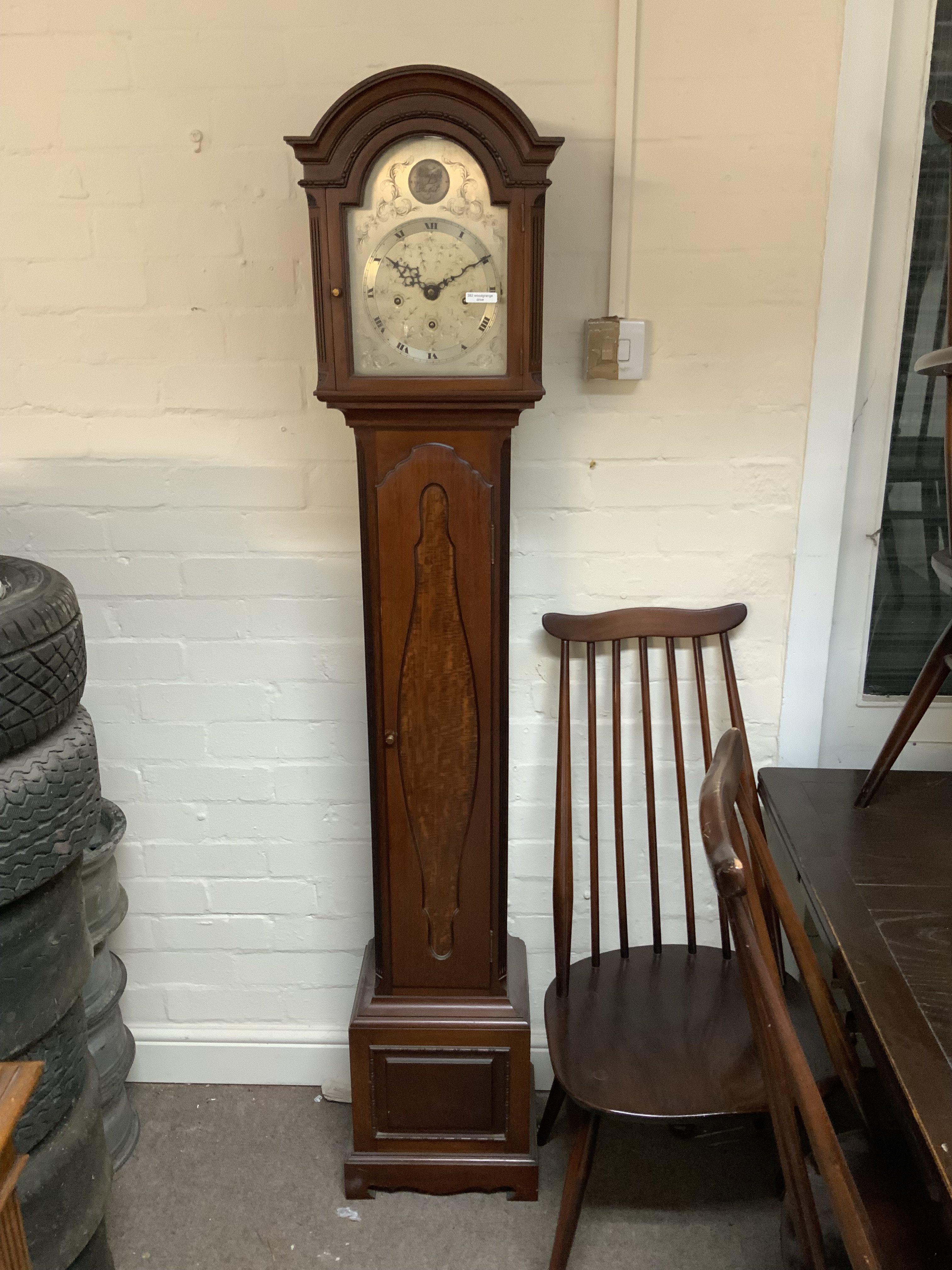 A modern mahogany Tempus Fugit grandmother clock, 173cm