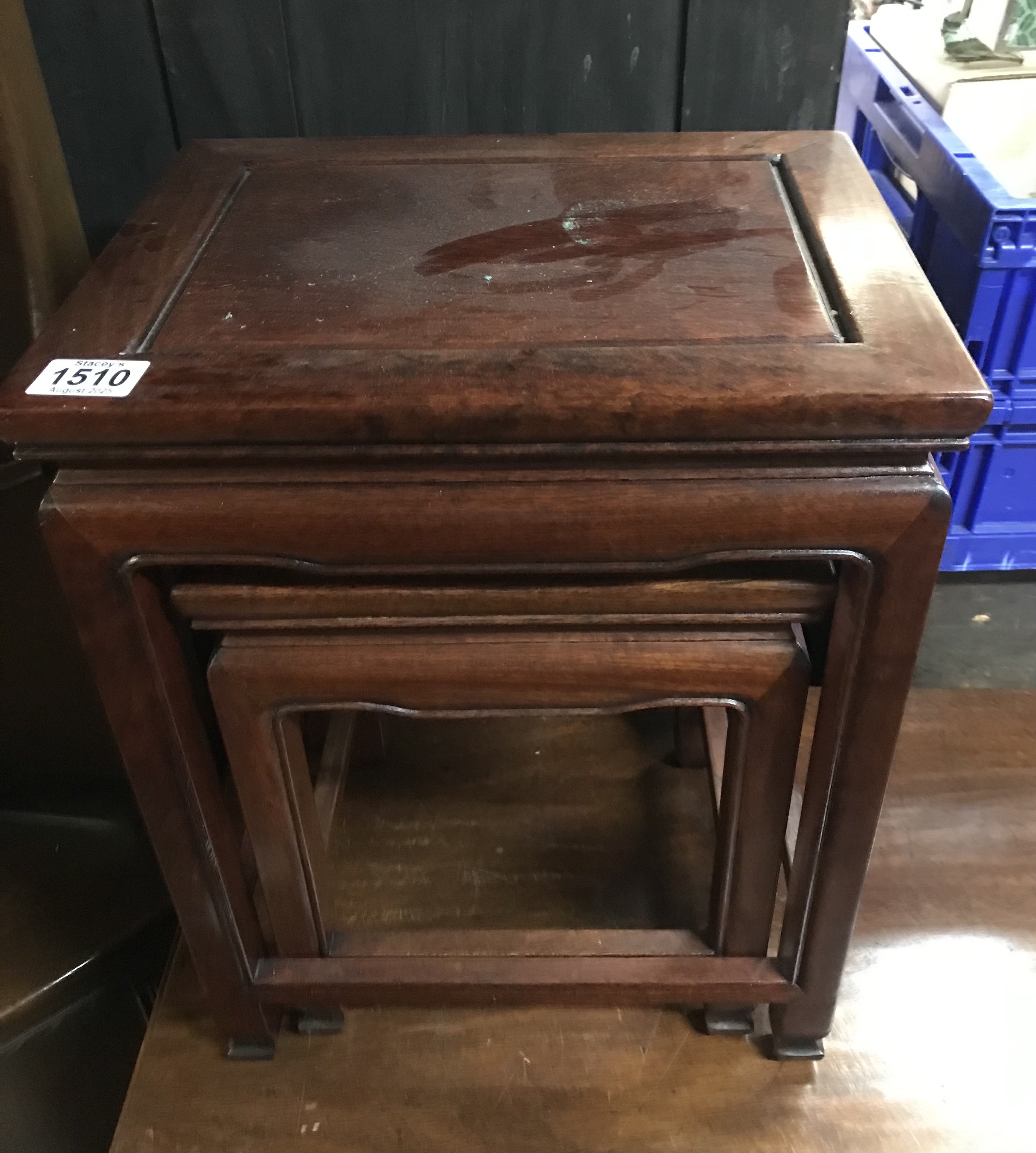 2 Chinese stained Elm side tables.