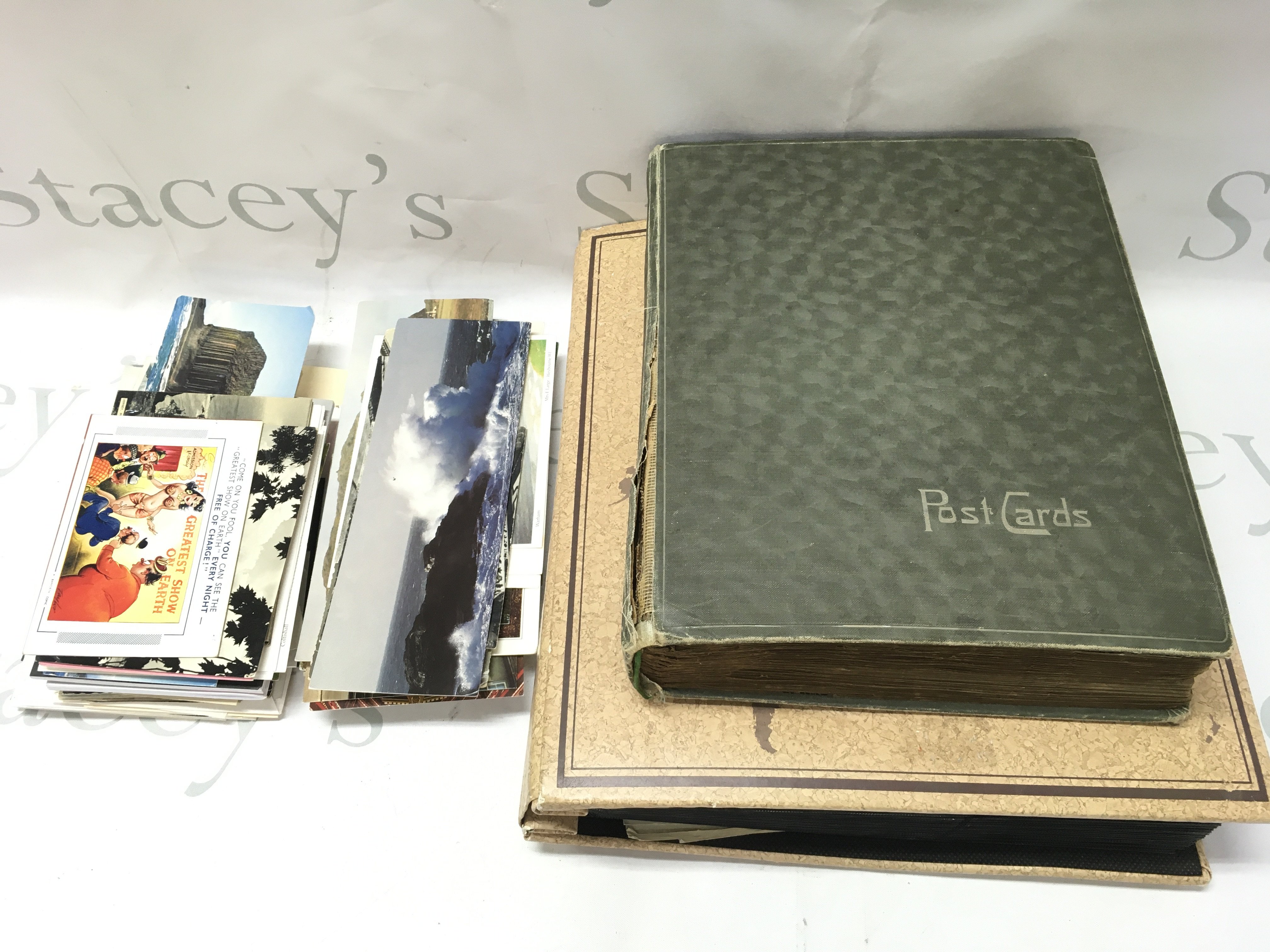 Vintage postcard albums and some loose. Postage category c