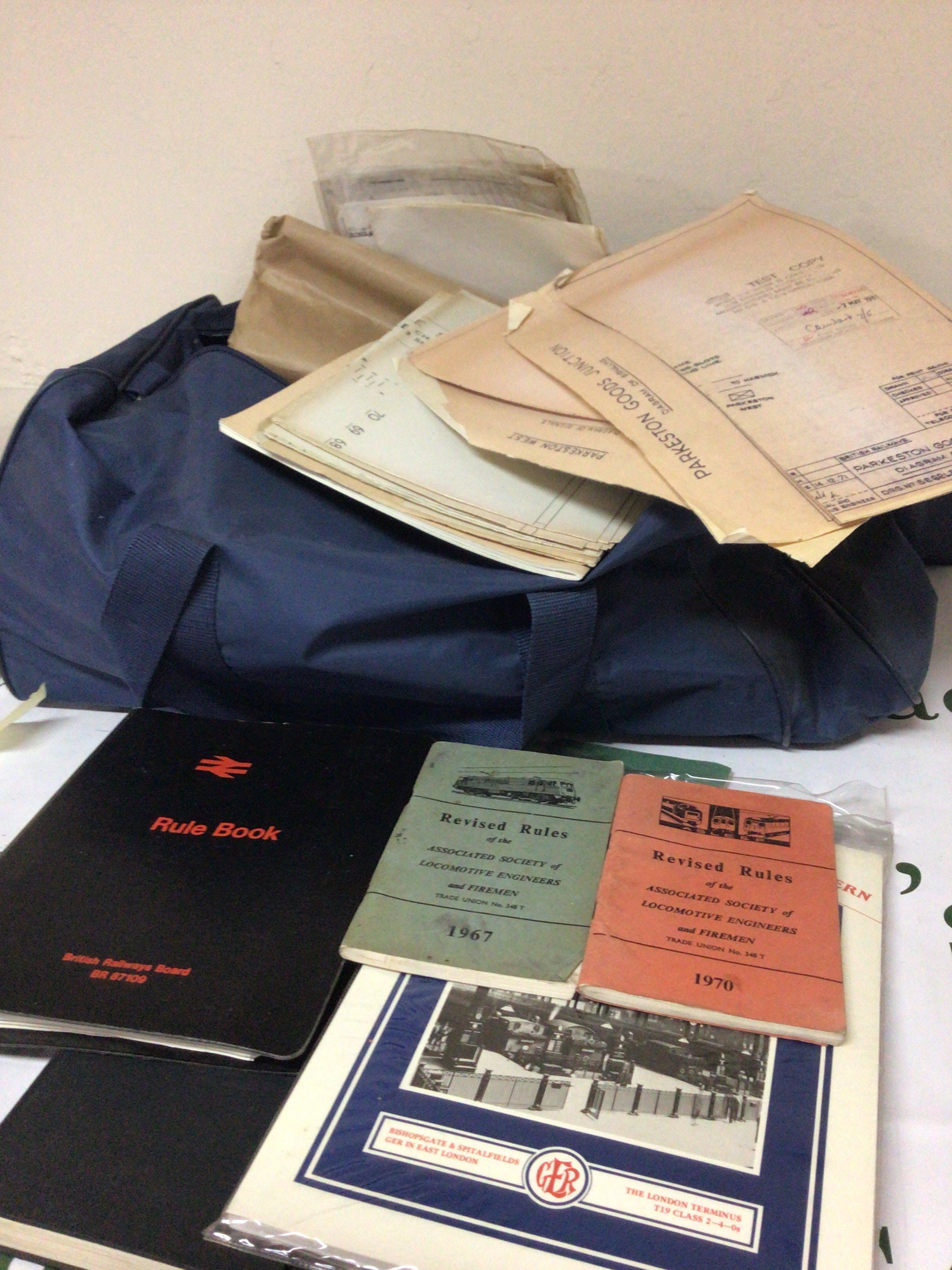 A bag containing a quantity of 1960s and later British Rail Rule books Railway Journals and other related Ephemera.