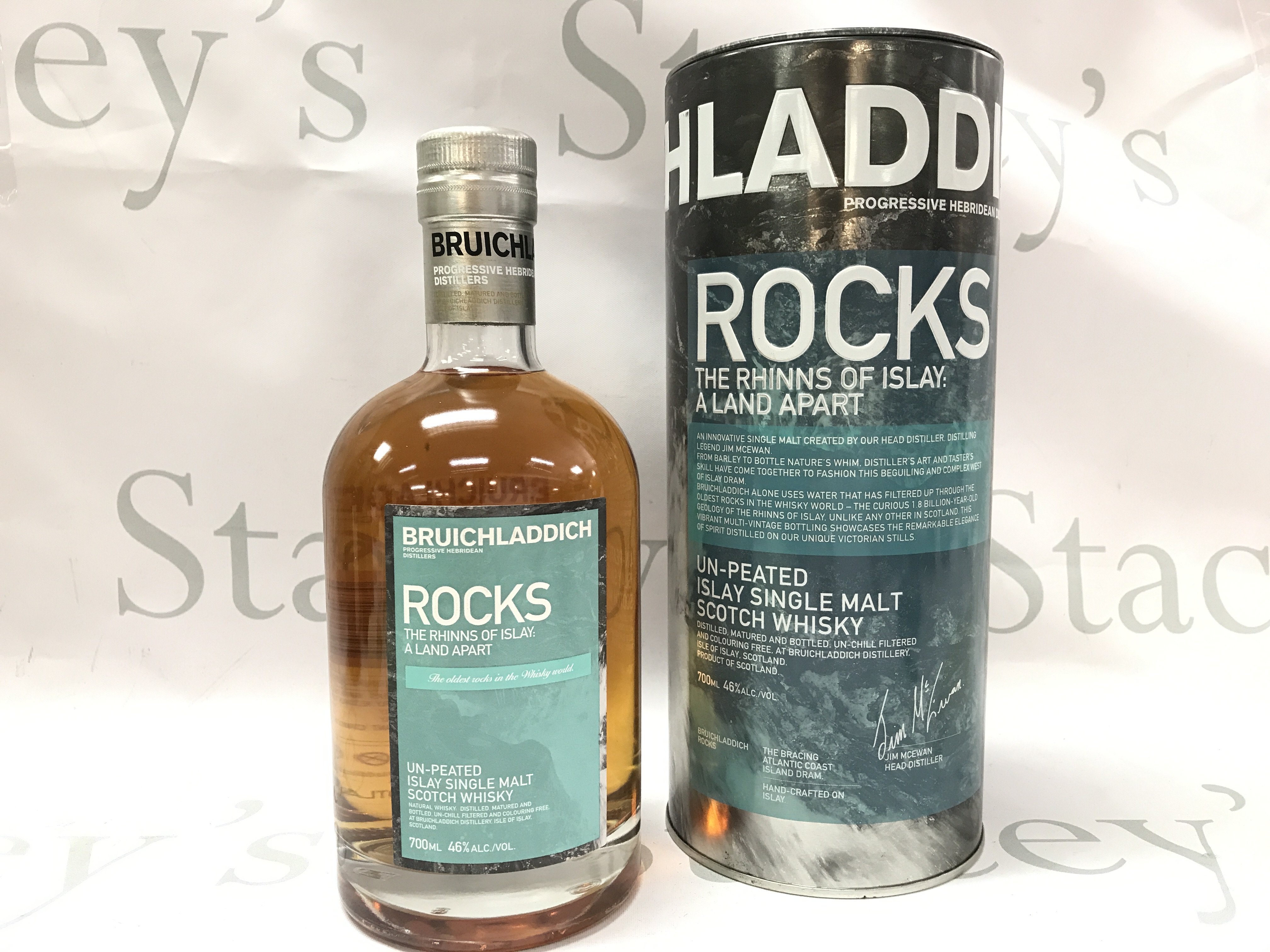Bruichladdich Rocks Unpeated Islay single malt scotch whisky . This lot cannot be posted