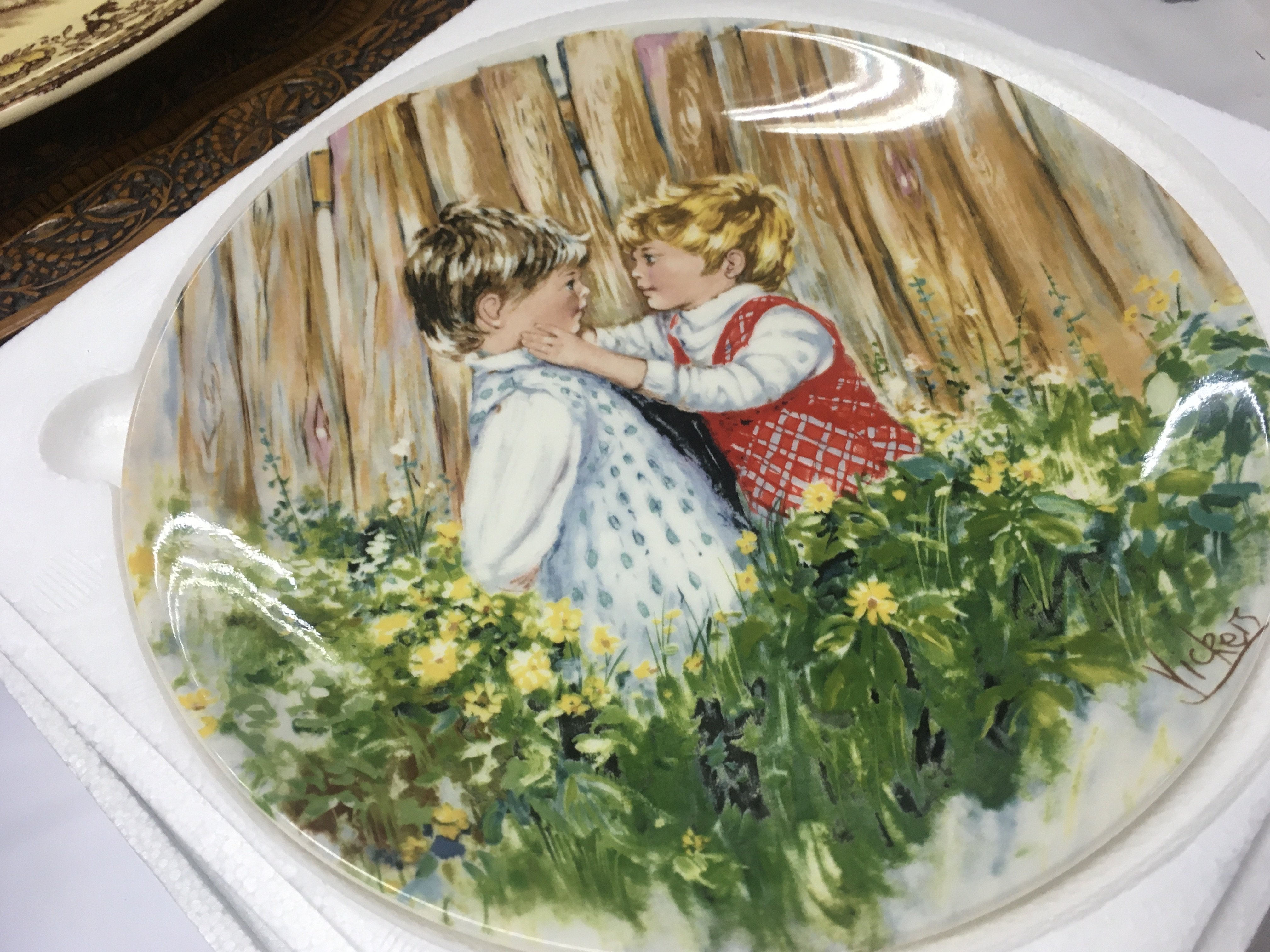 A wooden carved design tray, Wedgwood Be my Friend plate, Alfred Meakin dish , Pewter and silver plate tankard . No reserve . This lot cannot be posted