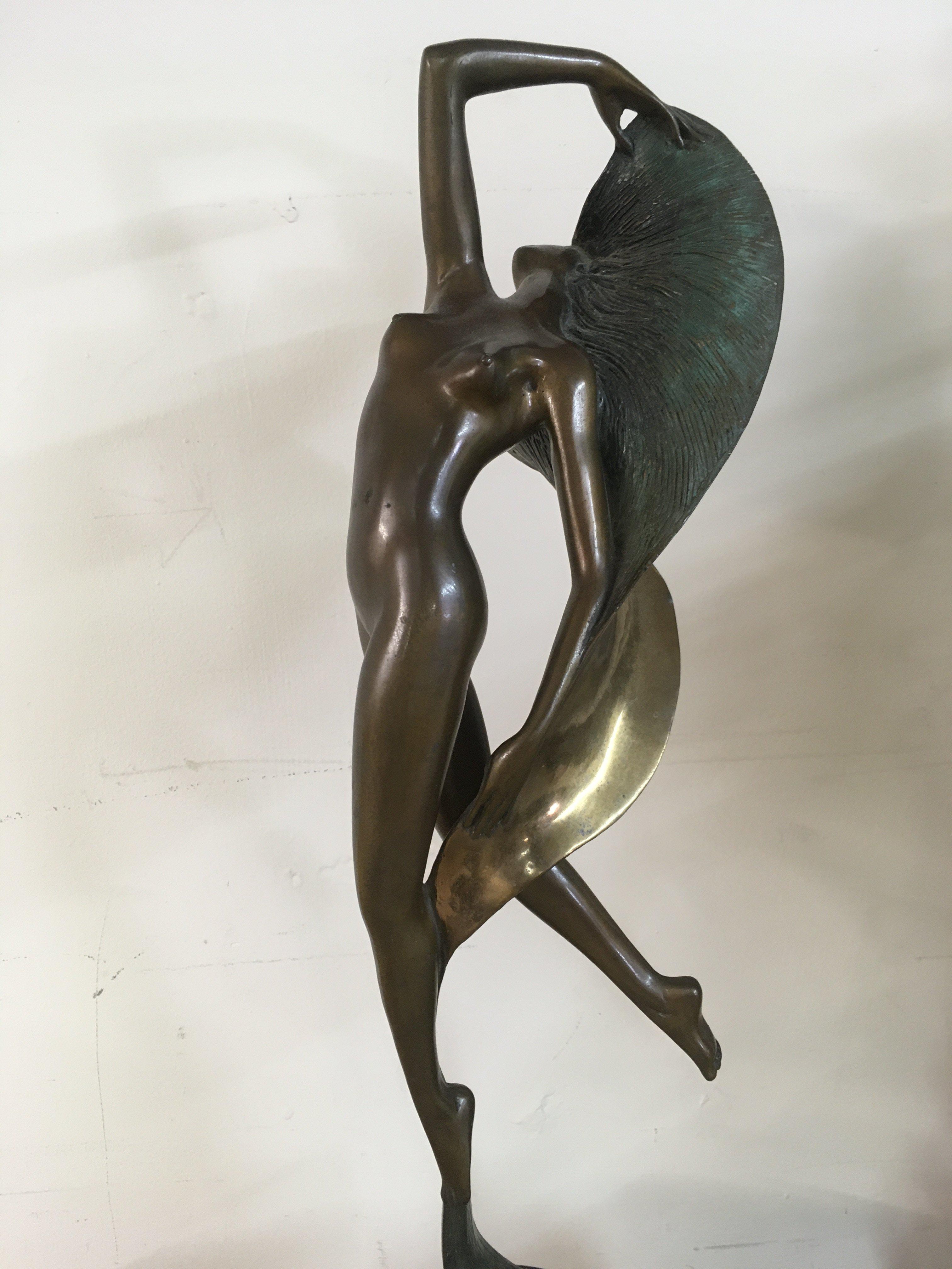 A bronze sculpture of Art Deco style Dance step designed by Angelo Basso edition number 89/ 175 ; 52 cm