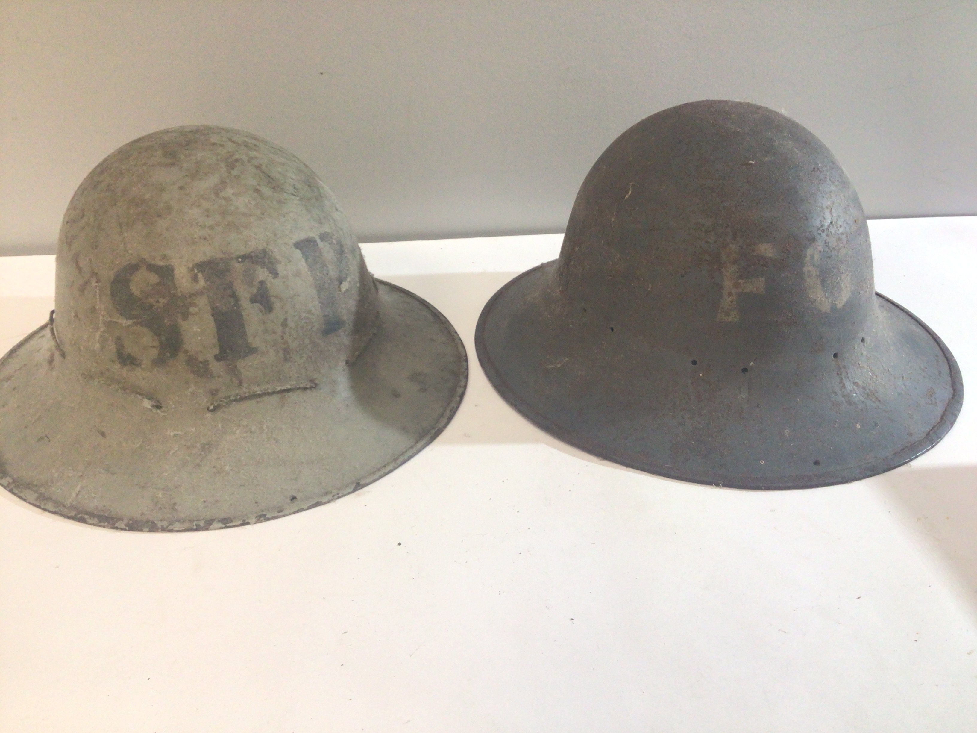 Two Fire Patrol Steel helmets SFP & FG (2)