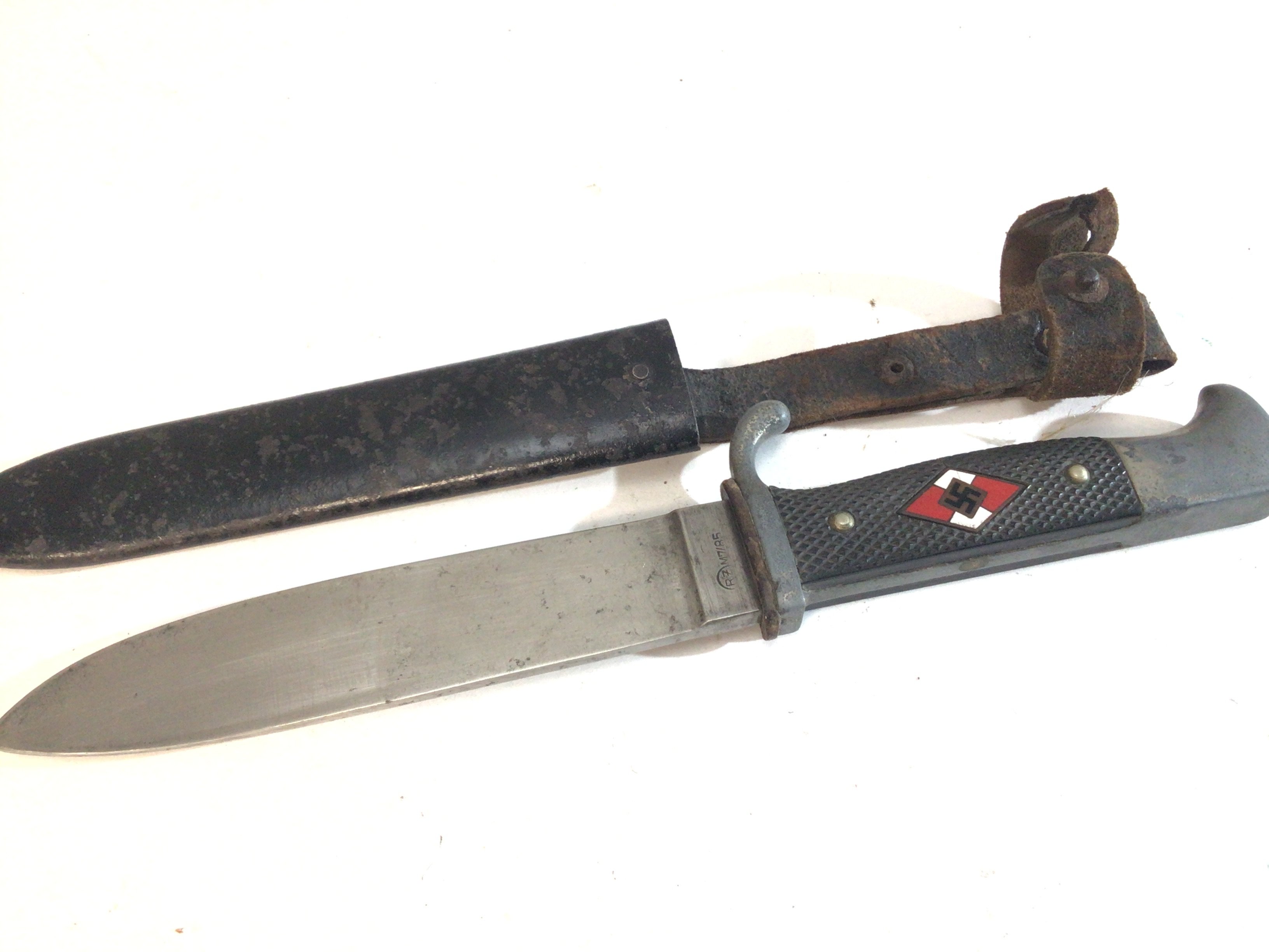 A German Third Reich II world war Hitler youth knife. Stamped RZ M7/85