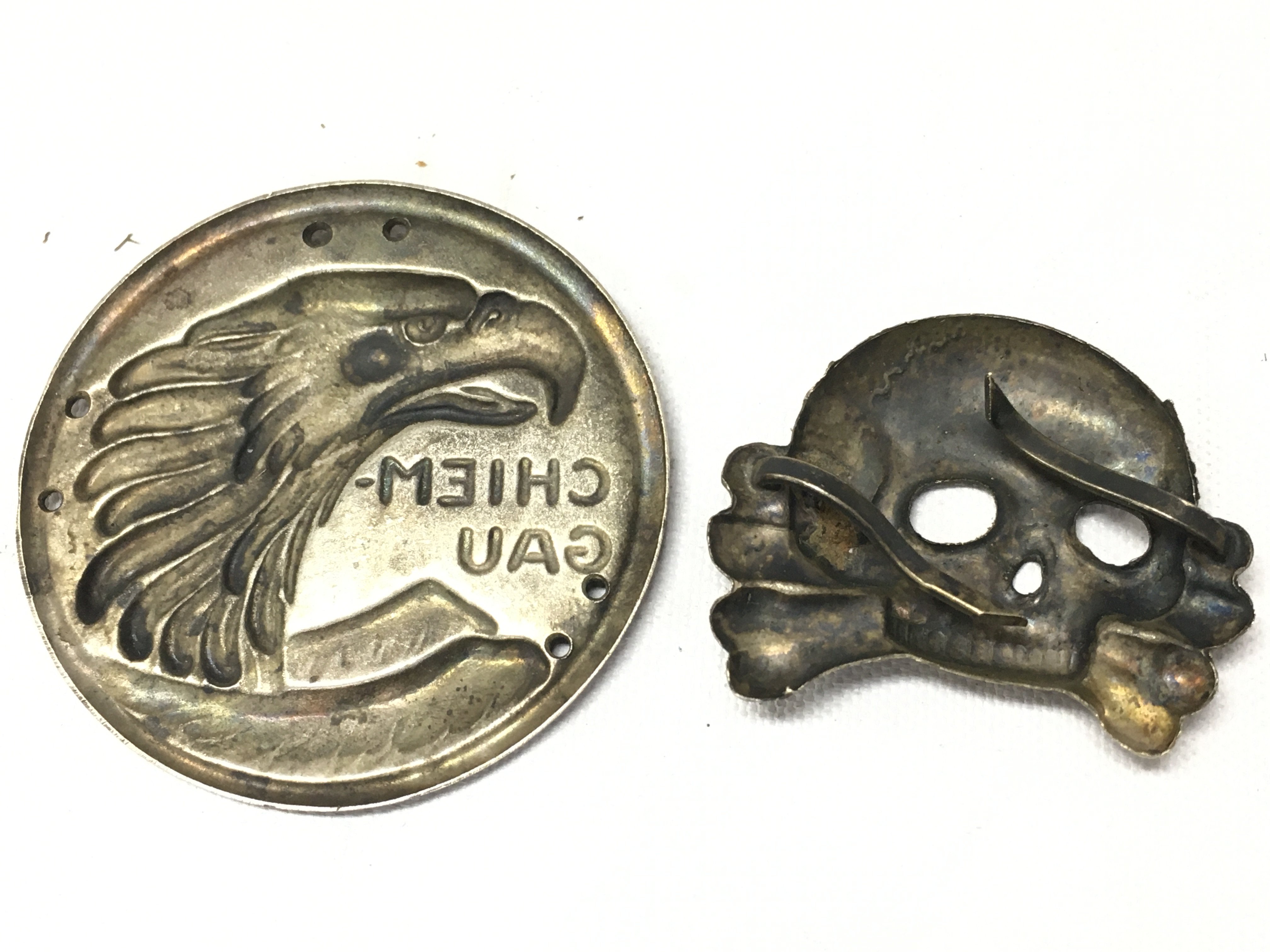 German Bavarian volunteer Freikorps medal and a SS skull hat badge . Postage category A NO RESERVE